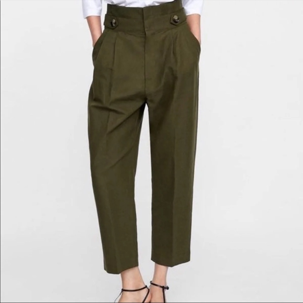 ZARA Green Paper Bag Pants Sz XS